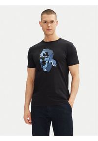Karl Lagerfeld - KARL LAGERFELD T-Shirt 755065 552241 Granatowy Regular Fit. Typ kołnierza: dekolt w karo. Kolor: niebieski. Materiał: bawełna