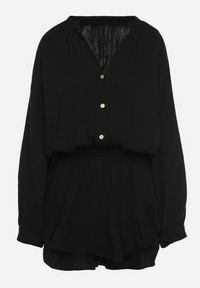 Born2be - Czarny Bawełniany Kombinezon z Elastyczną Gumką w Talii i Spódnico-Spodenkami Gleasea. Okazja: na co dzień. Kolor: czarny. Materiał: bawełna. Styl: casual, elegancki #3