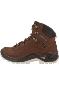 Buty trekkingowe damskie Lowa Renegade Gtx Mid WS. Wysokość cholewki: za kostkę. Zapięcie: sznurówki. Kolor: brązowy. Materiał: guma, skóra, tkanina. Szerokość cholewki: normalna