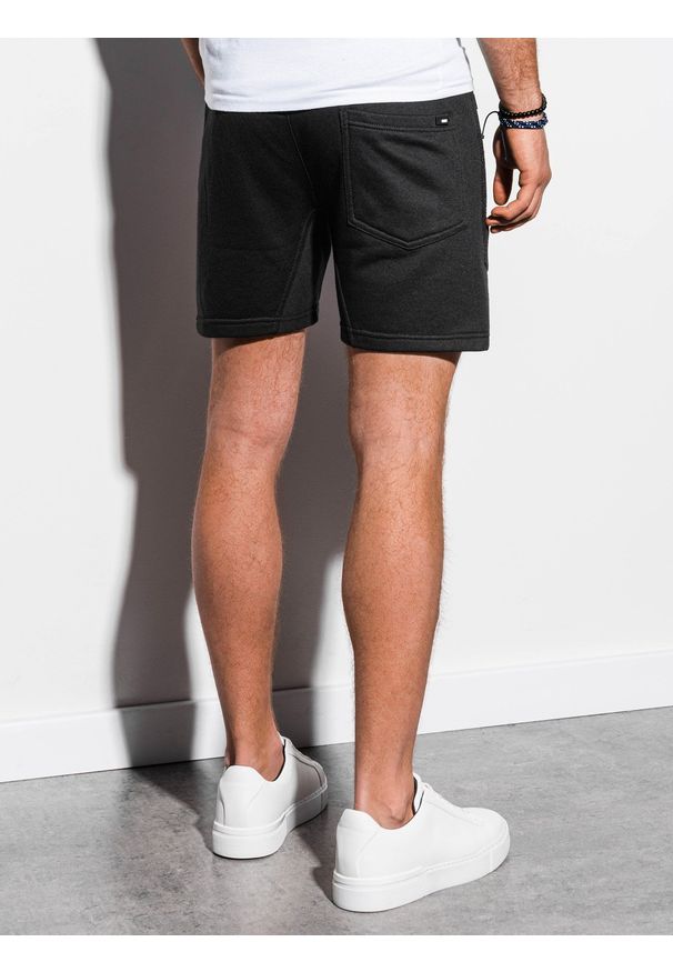 Ombre Clothing - Krótkie spodenki męskie dresowe W240 - czarne - XXL. Kolor: czarny. Materiał: dresówka. Długość: krótkie. Wzór: aplikacja