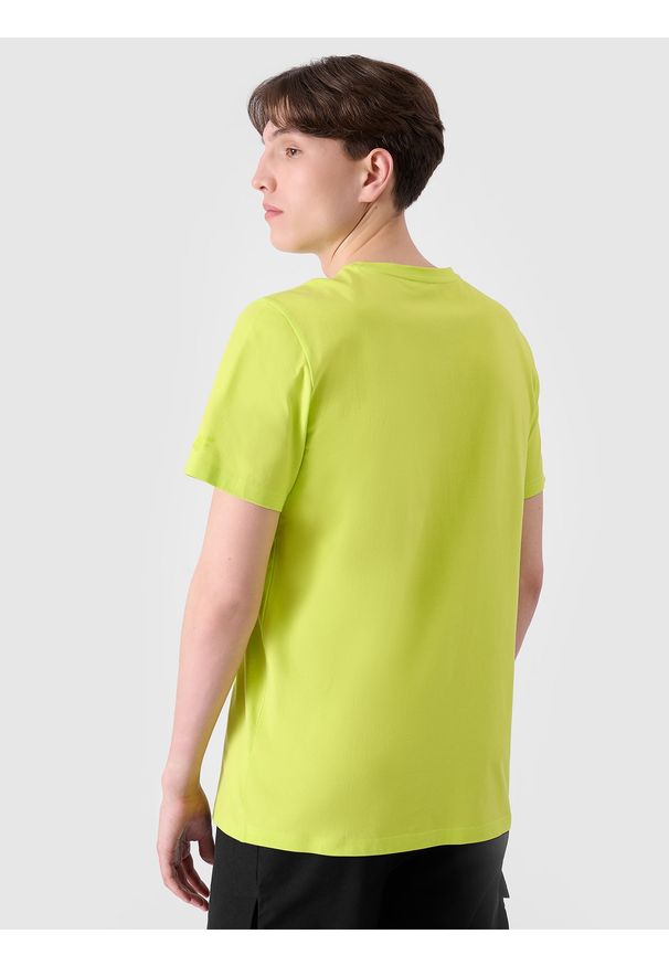 4f - 4F T-shirt regular z nadrukiem męski - zielony S. Okazja: na co dzień. Kolor: zielony. Materiał: dzianina, bawełna, jersey. Długość rękawa: krótki rękaw. Długość: krótkie. Wzór: nadruk. Styl: klasyczny, sportowy, casual