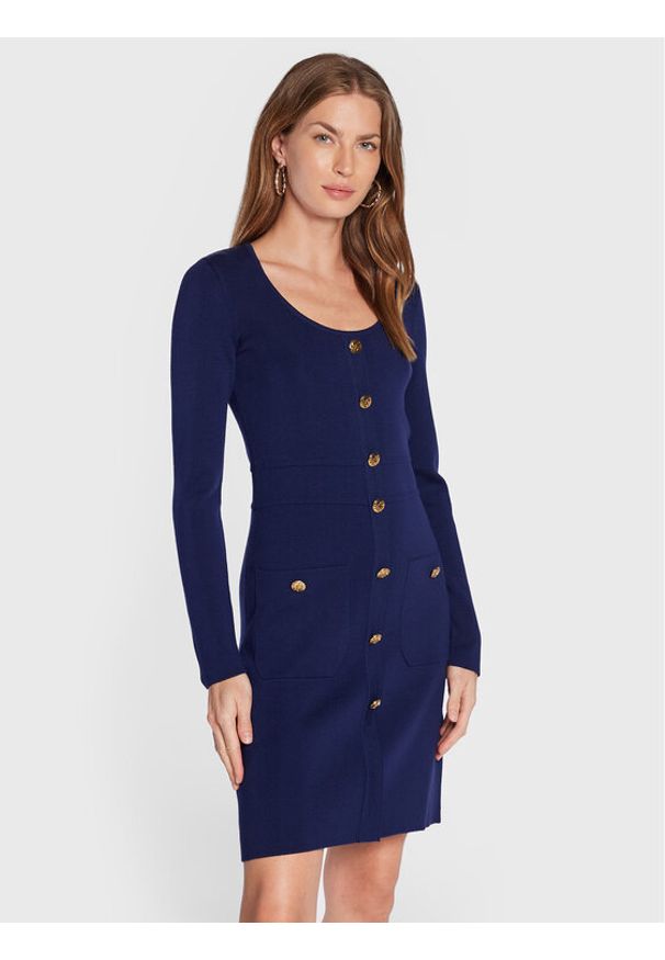 Luisa Spagnoli Sukienka dzianinowa Monolite 0576603 Niebieski Regular Fit. Kolor: niebieski. Materiał: wełna