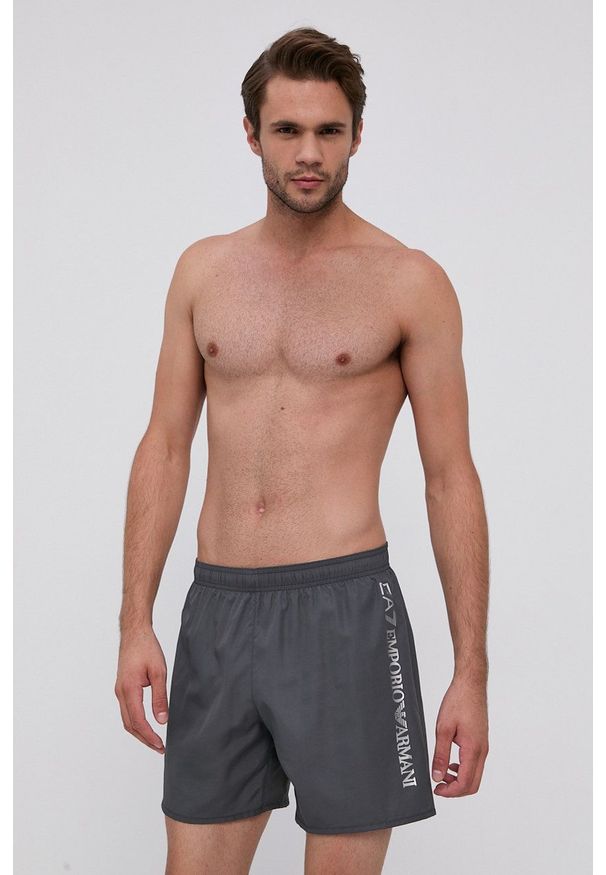 EA7 Emporio Armani - Szorty kąpielowe. Kolor: szary. Materiał: materiał