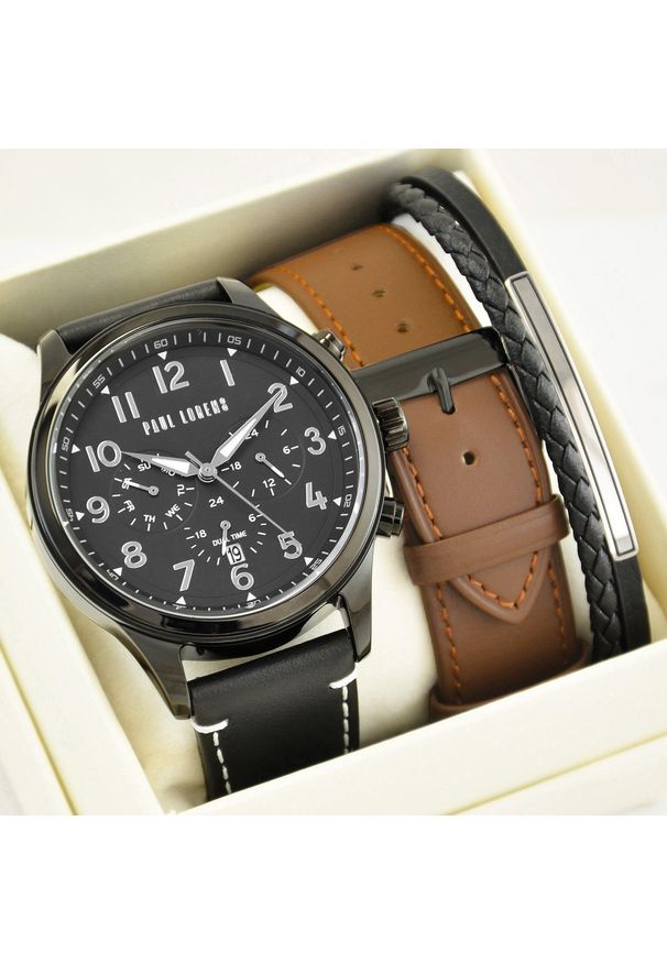 Zestaw męski zegarek Paul Lorens - BAYAS 2 PASKI + bransoletka