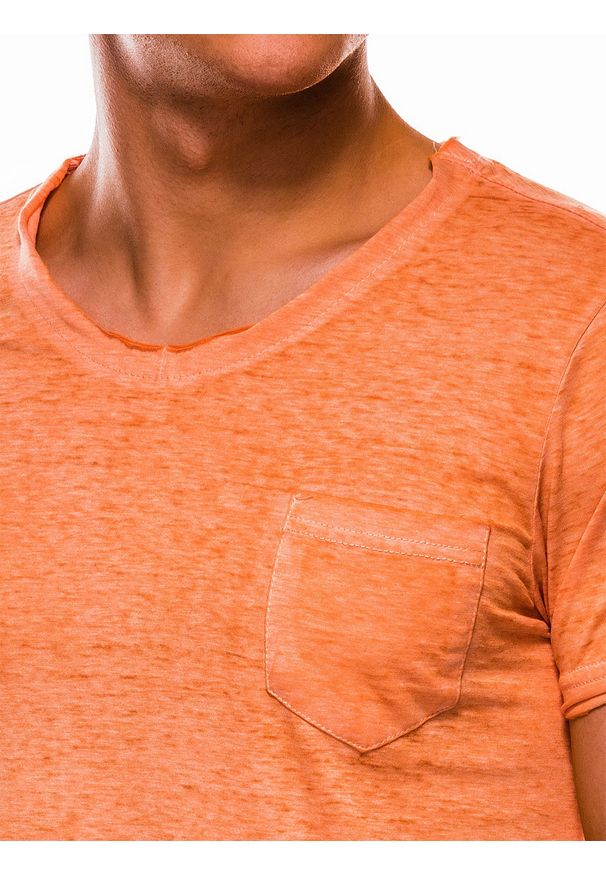Ombre Clothing - T-shirt męski bez nadruku S1051 - pomarańczowy - XXL. Kolor: pomarańczowy. Materiał: bawełna, poliester