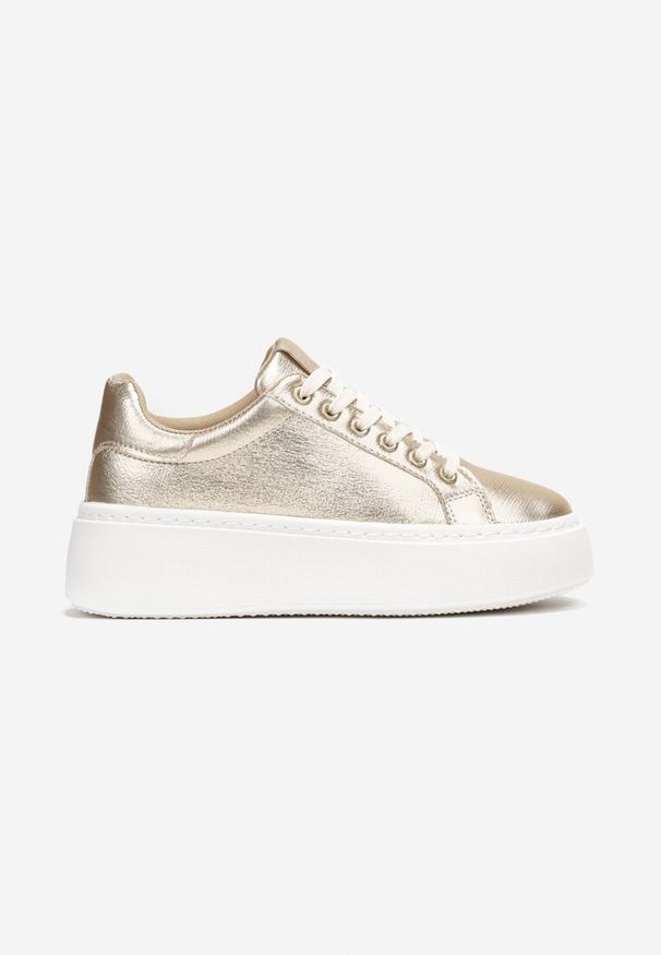 Born2be - Złote Sneakersy na Platformie Berdolina. Kolor: złoty. Obcas: na platformie