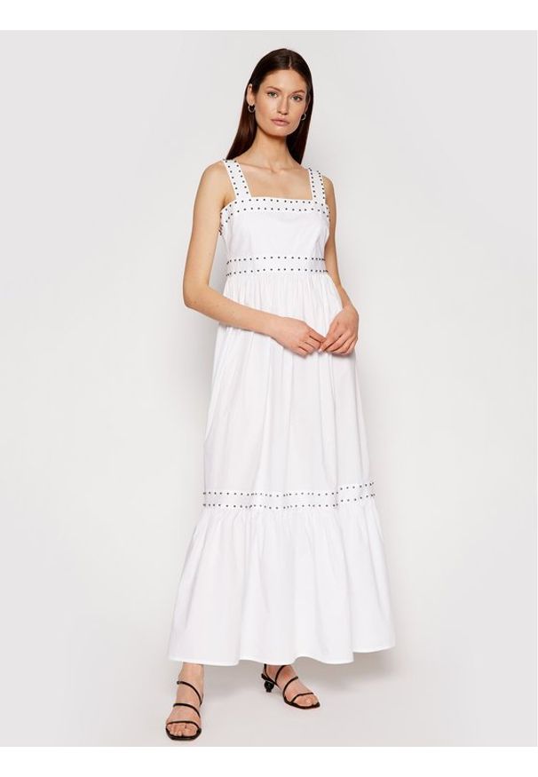 TwinSet Sukienka letnia 211TT2480 Biały Regular Fit. Kolor: biały. Materiał: bawełna. Sezon: lato