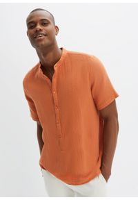 bonprix - Koszula muślinowa z krótkim rękawem. Kolor: pomarańczowy. Długość rękawa: krótki rękaw. Długość: krótkie