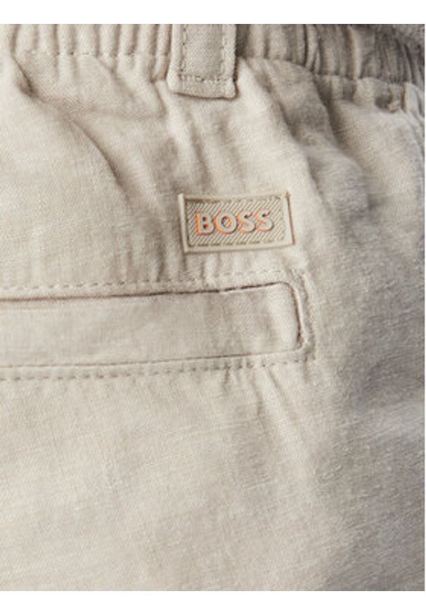 BOSS Chinosy Sanderson-L-3 50559595 Beżowy Regular Fit. Kolor: beżowy. Materiał: len