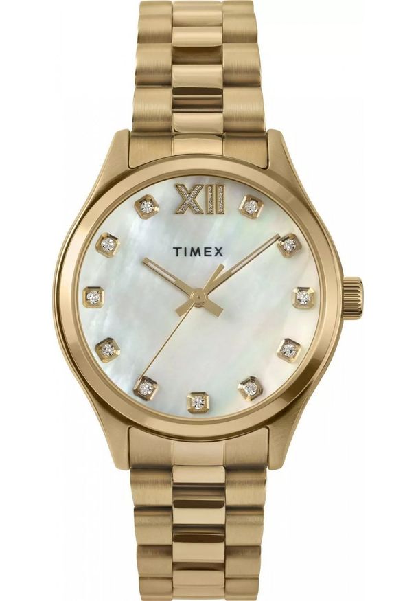 Zegarek damski Timex TW2W85400 CYRKONIE złoty. Kolor: złoty