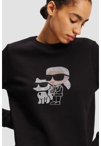 Karl Lagerfeld - KARL LAGERFELD Czarna damska bluza z cyrkoniami Ikon Rs Duo, Rozmiar L. Kolor: czarny #3