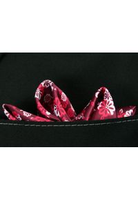 Alties - Czerwono-Bordowa Elegancka Męska Poszetka -ALTIES- 24x24 cm, w Kwiatki, Motyw Florystyczny. Kolor: czerwony. Materiał: mikrofibra. Wzór: kwiaty #3