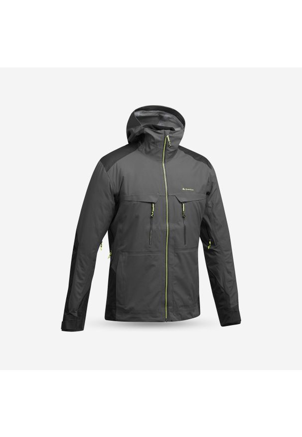quechua - Kurtka turystyczna męska Quechua MH900 wodoodporna. Kolor: wielokolorowy, czarny, szary. Materiał: materiał, tkanina, elastan