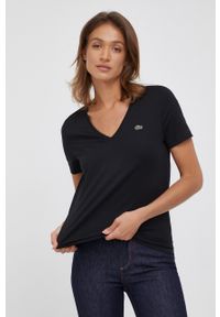 Lacoste t-shirt bawełniany TF8392 kolor czarny TF8392-CPM. Kolor: czarny. Materiał: bawełna. Długość rękawa: krótki rękaw. Długość: krótkie. Wzór: gładki #1