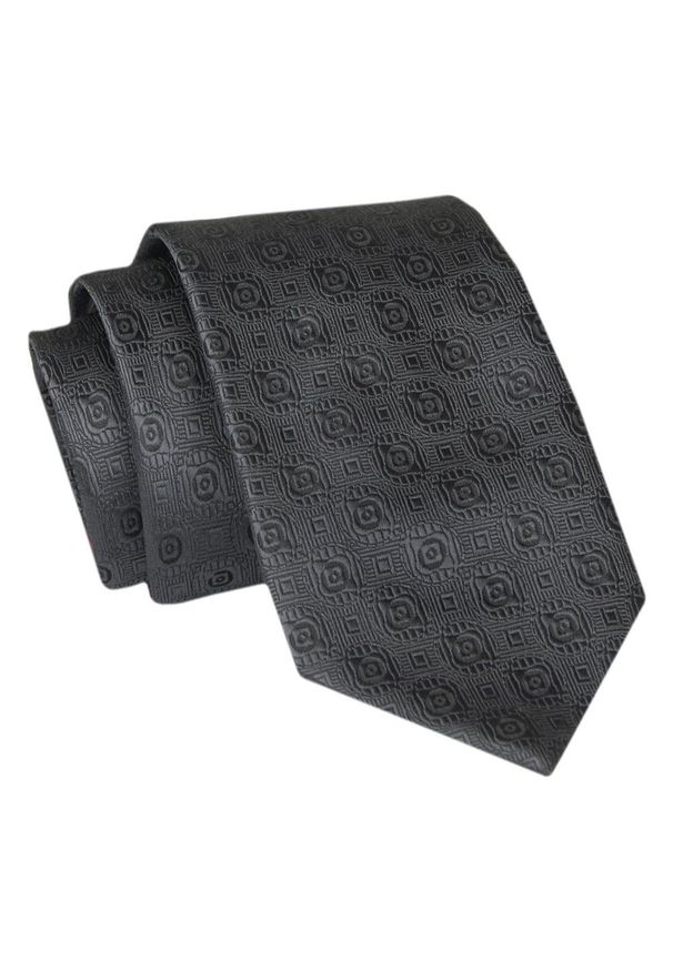 Męski Krawat - Czarny, Geometryczna Faktura - Angelo di Monti. Kolor: czarny. Materiał: tkanina. Wzór: geometria. Styl: elegancki, wizytowy