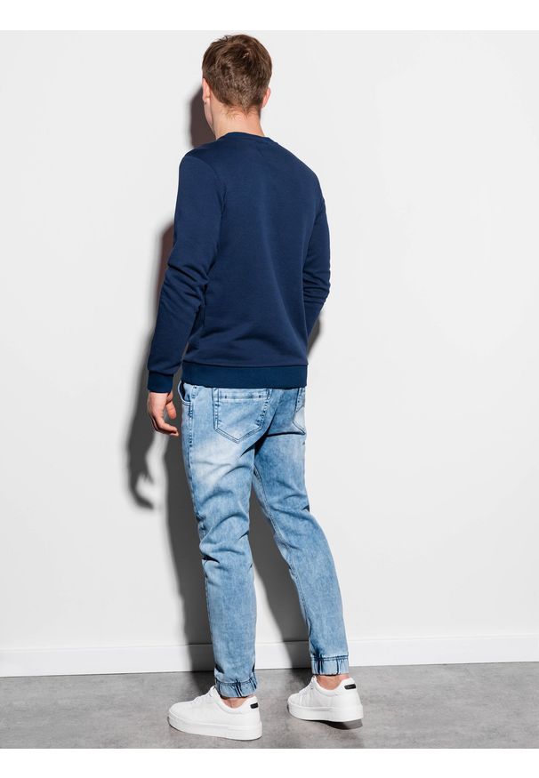 Niebieska bluza Ombre Clothing z nadrukiem, klasyczna, bez kaptura