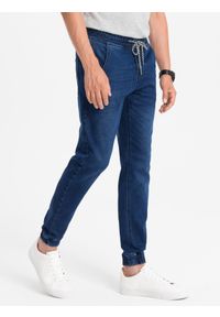 Ombre Clothing - Spodnie męskie jeansowe joggery - niebieskie OM-PADJ-0106 - XXL. Kolor: niebieski. Materiał: jeans #3