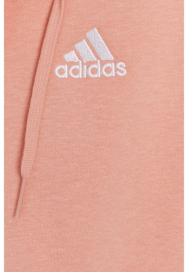 Adidas - adidas - Bluza. Okazja: na co dzień. Typ kołnierza: kaptur. Kolor: pomarańczowy. Materiał: bawełna, dzianina, poliester. Wzór: gładki. Styl: casual