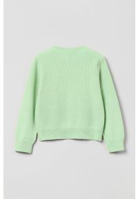 OVS sweter bawełniany dziecięcy kolor zielony lekki. Okazja: na co dzień. Kolor: zielony. Materiał: bawełna. Wzór: gładki. Styl: casual