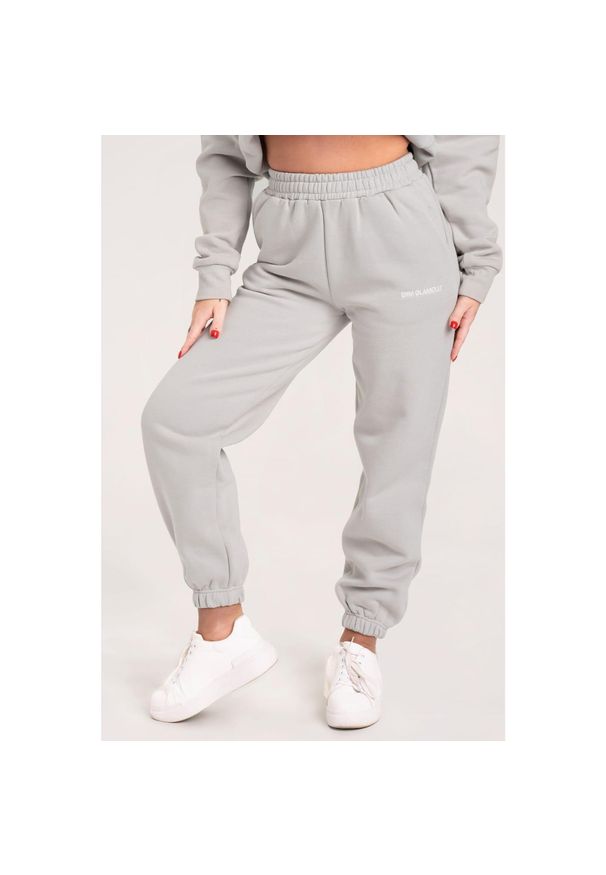 GYM GLAMOUR - Spodnie fitness damskie Gym Glamour dresowe. Kolor: szary. Materiał: dresówka. Sport: fitness
