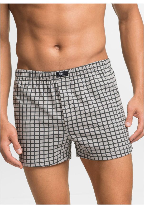bonprix - Luźniejsze bokserki z bawełnianego dżerseju (3 pary). Kolor: szary. Materiał: jersey, bawełna. Wzór: gładki