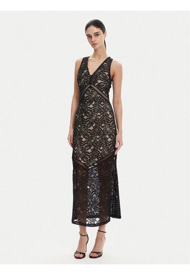 Guess Sukienka koktajlowa W5GT37 KCS90 Czarny Slim Fit. Kolor: czarny. Materiał: syntetyk, bawełna. Styl: wizytowy