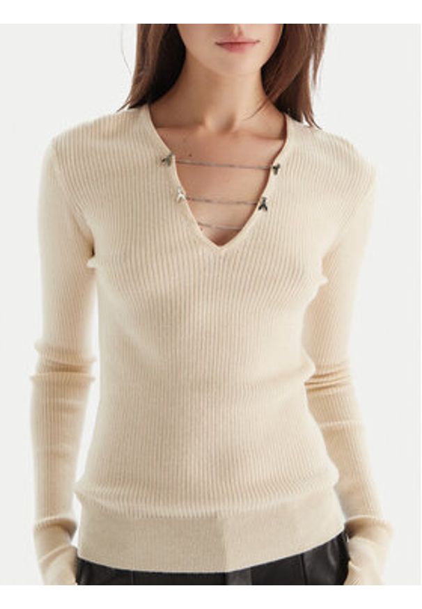 Patrizia Pepe Sweter 2K0331/K7S0-ecW405 Écru Regular Fit. Materiał: wiskoza