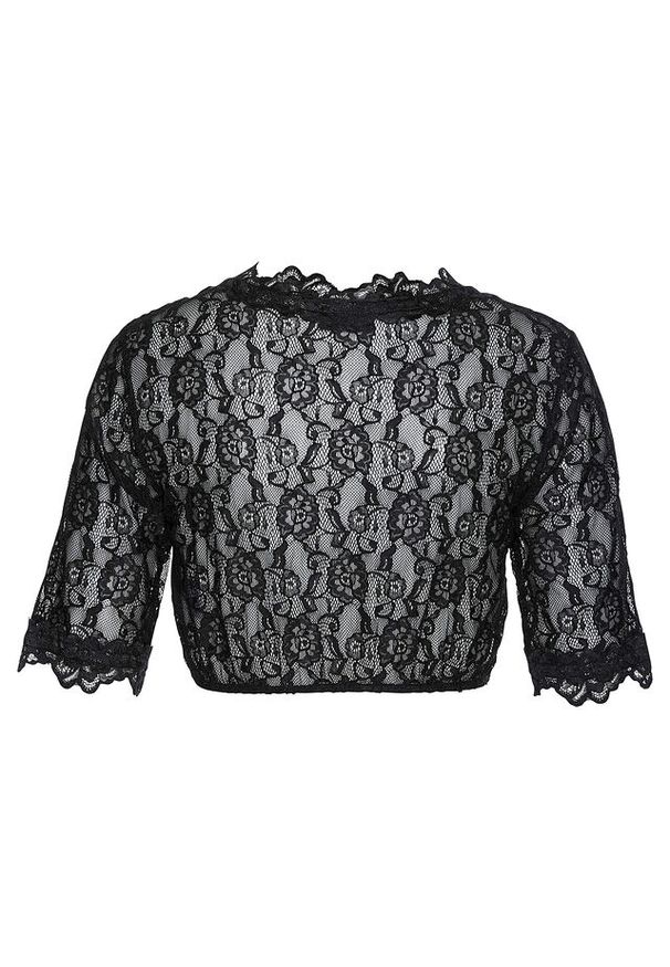 bonprix - Bluzka koronkowa w ludowym stylu. Kolor: czarny. Materiał: koronka. Wzór: koronka