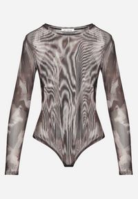 Born2be - Brązowe Dopasowane Body Longsleeve z Siateczkowego Materiału z Wiskozą Listaria. Okazja: na co dzień. Kolor: brązowy. Materiał: wiskoza, materiał. Długość rękawa: długi rękaw. Długość: długie. Styl: sportowy, casual, elegancki #5