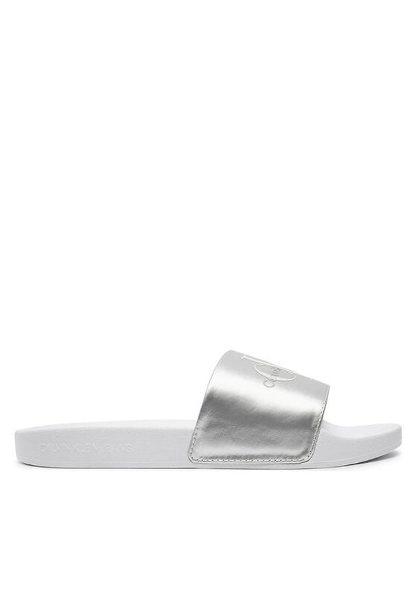 Calvin Klein Jeans Klapki Slide Ny Pearl YW0YW01243 Srebrny. Kolor: srebrny. Materiał: syntetyk