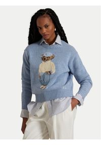 Polo Ralph Lauren Sweter 211965767001 Błękitny Relaxed Fit. Typ kołnierza: polo. Kolor: niebieski. Materiał: bawełna