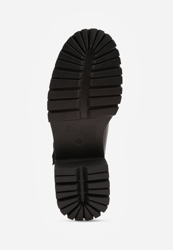 Born2be - Czarne Półbuty na Obcasie i Platformie z Tłoczeniem w Stylu Mary Jane Evalda. Okazja: do pracy. Zapięcie: sprzączka. Kolor: czarny. Materiał: jeans. Sezon: wiosna, lato. Obcas: na obcasie. Styl: retro. Wysokość obcasa: średni