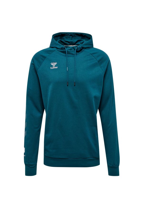 Bawełniana bluza z kapturem Hummel Move Grid. Typ kołnierza: kaptur. Kolor: zielony. Materiał: bawełna. Wzór: jodełka, nadruk. Sport: fitness