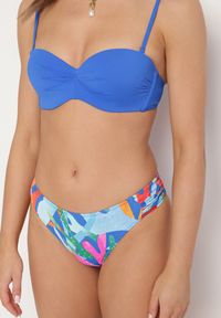 Born2be - Niebieskie Bikini Biustonosz z Marszczeniem i Majtki Figi Efrileia. Kolor: niebieski. Wzór: ażurowy #4