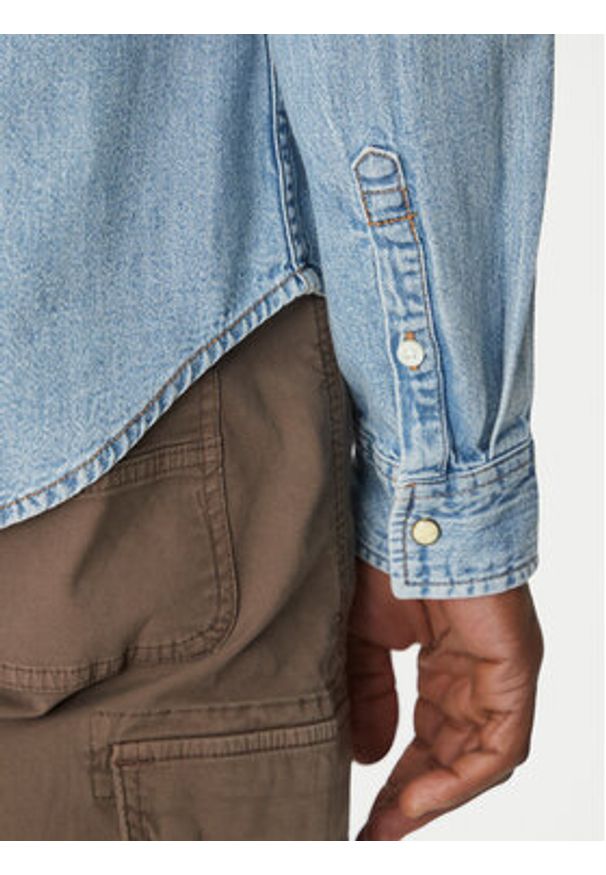 Guess Jeans Koszula M5RH55 D5M82 Niebieski Regular Fit. Kolor: niebieski. Materiał: bawełna
