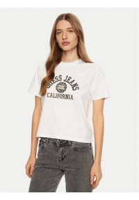 Guess Jeans T-Shirt W5RI43 K8HM0 Biały Regular Fit. Kolor: biały. Materiał: bawełna