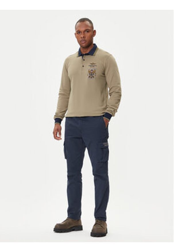 Aeronautica Militare Polo 252PO1896UP00173 Khaki Regular Fit. Typ kołnierza: polo. Kolor: brązowy. Materiał: bawełna