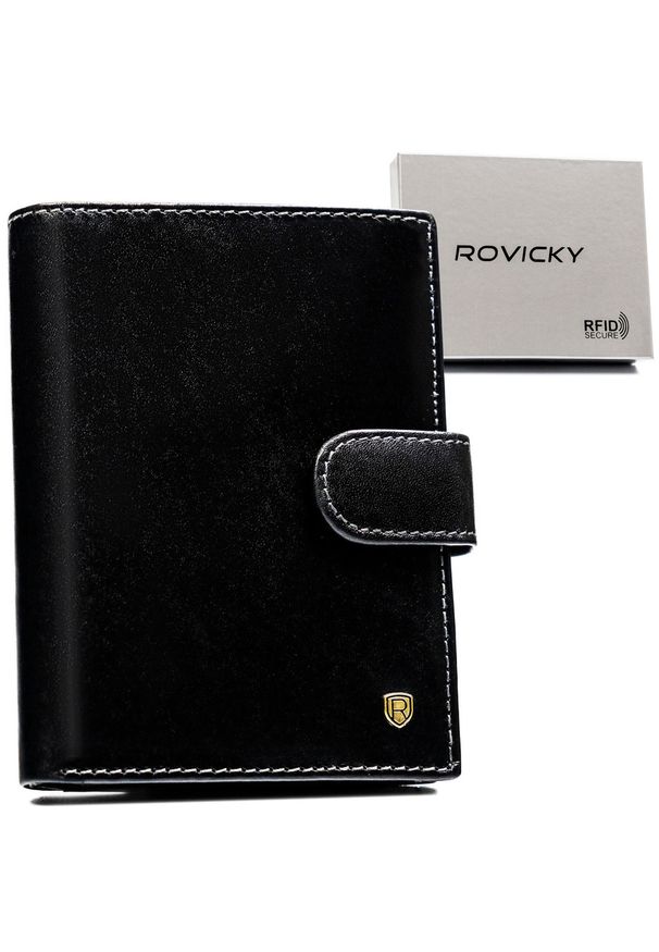 ROVICKY - Portfel męski Rovicky N575L-RVT czarny. Kolor: czarny. Materiał: skóra