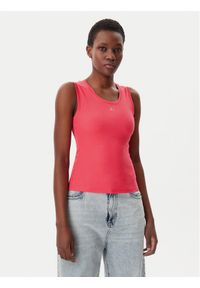 Tommy Jeans Top Essential DW0DW20673 Różowy Slim Fit. Kolor: różowy. Materiał: bawełna