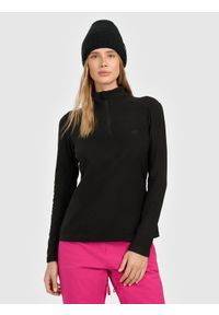 4f - 4F Bielizna termiczna polarowa (góra) damska - czarna S. Typ kołnierza: kołnierzyk stójkowy. Kolor: czarny. Materiał: polar. Sezon: zima. Sport: turystyka piesza #1