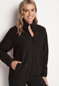 Born2be - Czarna Bluza na Suwak o Prostym Kroju ze Stójką i Kieszeniami Esamira. Okazja: na co dzień. Typ kołnierza: kołnierzyk stójkowy. Kolor: czarny. Materiał: jeans. Długość rękawa: długi rękaw. Długość: długie. Styl: elegancki, casual #5