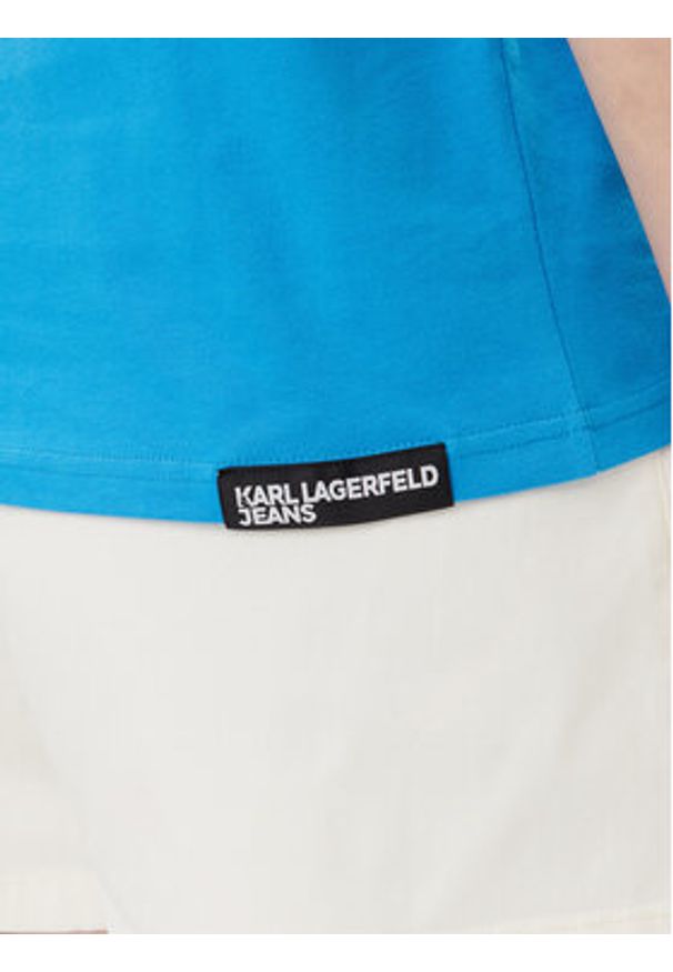 Karl Lagerfeld - KARL LAGERFELD T-Shirt A1W17005 Niebieski Relaxed Fit. Typ kołnierza: dekolt w karo. Kolor: niebieski. Materiał: bawełna