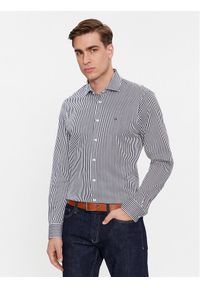 TOMMY HILFIGER - Tommy Hilfiger Koszula Cl Knitted Stripe Sf Shirt MW0MW34229 Granatowy Slim Fit. Kolor: niebieski. Materiał: bawełna