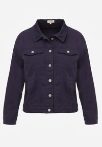 Renee - Granatowa Jeansowa Kurtka z Bawełny Perilopei. Okazja: na co dzień. Kolekcja: plus size. Kolor: niebieski. Materiał: bawełna, jeans. Styl: casual #5