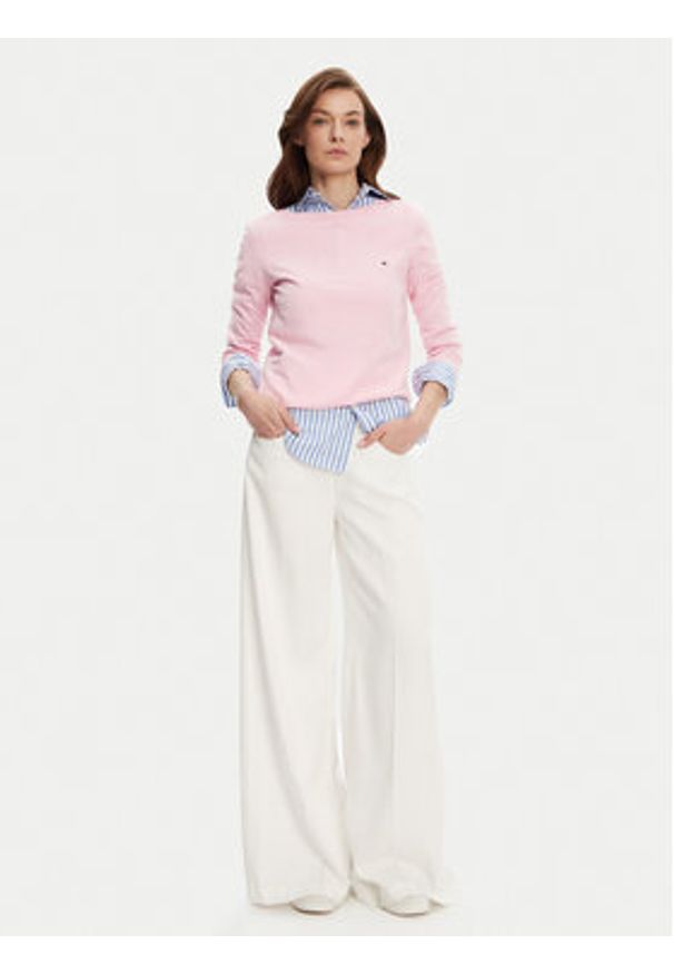 TOMMY HILFIGER - Tommy Hilfiger Sweter WW0WW40099 Różowy Regular Fit. Kolor: różowy. Materiał: bawełna, syntetyk