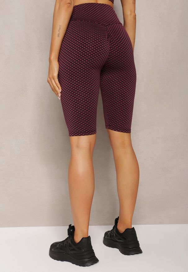 Renee - Ciemnoróżowe Kolarki Szorty High Waist Sportowe z Push-Up Calatrix. Okazja: na co dzień. Stan: podwyższony. Kolor: różowy. Styl: sportowy
