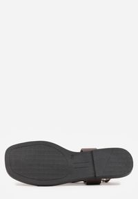 Renee - Ciemnobrązowe Sandały Typu Japonki Ozdobione Metaliczną Aplikacją Grynyra. Kolor: brązowy. Wzór: aplikacja. Sezon: lato #7