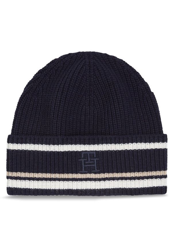 TOMMY HILFIGER - Tommy Hilfiger Czapka Th Monogram Beanie AM0AM11503 Granatowy. Kolor: niebieski. Materiał: syntetyk