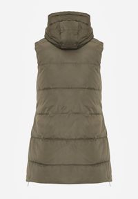 Born2be - Ciemnozielona Pikowana Kamizelka Dwustronna z Kapturem i Troczkami Nevetiani. Typ kołnierza: kaptur. Kolor: zielony. Materiał: jeans. Styl: elegancki #5