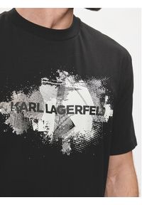 Karl Lagerfeld - KARL LAGERFELD T-Shirt 755148 542224 Czarny Regular Fit. Typ kołnierza: dekolt w karo. Kolor: czarny. Materiał: bawełna